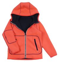 Neónově korálová funkčná fleecová obojstranná bunda s kapucňou Decathlon