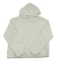 Bílá 3D vzorovaná mikina s kapucí 