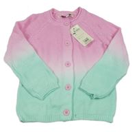 Nové - růžovo-mátový propínací svetr Peacocks