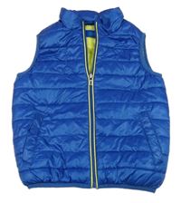 Modrá šusťáková prošívaná lehká zateplená vesta 