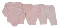 4set - 2x růžovo-bílé pruhované tepáky + 1x růžové tepláky + 1x pruhované body