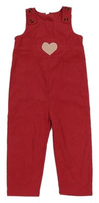 Červené na traké manšestráky so srdiečkom