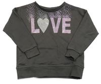 Tmavosivá mikina s nápisom a trblietkami Primark