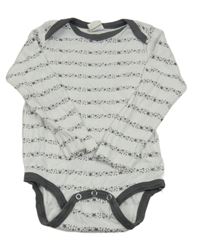 Bílo-šedé pruhované body s hvězdičkami 