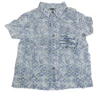 Bílo-lila-tmavomodrá vzorovaná košile H&M