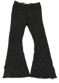 Černé žebrované třpytivé pletené flare legíny Zara