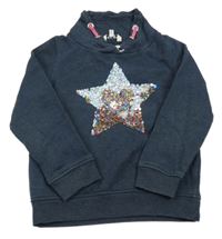 Tmavomodrá mikina s překlápěcími flitry a komínovým límcem Review