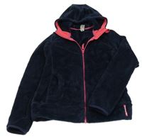 Tmavomodrá chlupatá propínací mikina s kapucí Quechua