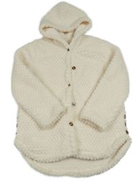 Smotanová huňatá bunda s kapucňou Shein