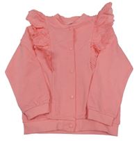 Nové - Lososová prepínaci mikina s madeirovými volániky