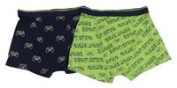 2x tmavomodro-zelené boxerky s ovladači 