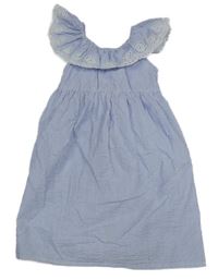 Modro-biele pruhované krepové šaty s madeirou Primark