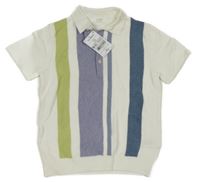 Nové - Bílo-zeleno-modré polo tričko Next