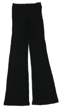 Černé žebrované flare kalhoty H&M