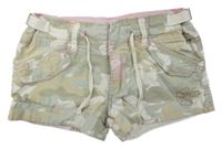 Světlekhaki-smotanové army plátenné kraťasy