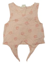Svetloružový crop top s mušlemi a uzlom H&M