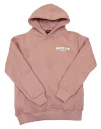 Růžová mikina s nápisem a kapucí White fox