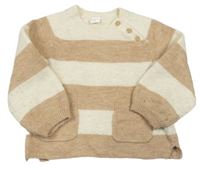 Béžovo-smotanový pruhovaný sveter H&M