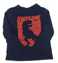 Tmavomodré tričko s dinosaurom Primark