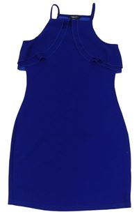 Kobaltově modré šaty s volánikmi New Look