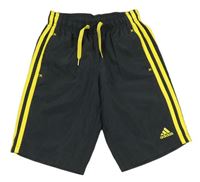 Tmavošedé šusťákové plážové kraťasy s logem Adidas