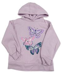 Lila mikina s motýly a kapucňou zn. Primark
