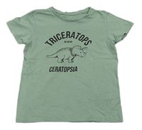 Zelenošedé tričko s dinosaurom zn. Sinsay