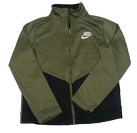 Khaki-černá sportovní propínací mikina s logem Nike 