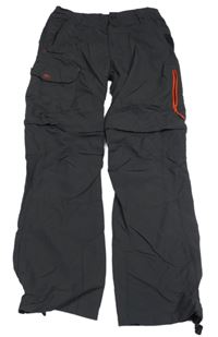 Tmavosivé funkčné šušťákové cargo nohavice Decathlon