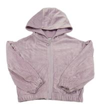 Svetloružová zamatová rebrovaná crop mikina s kapucňou Matalan