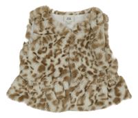 Béžovo-biela vzorovaná kožušinová podšitá vesta River Island