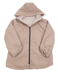 Svetloružová šušťáková zimná bunda s kapucňou Shein