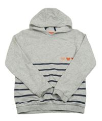 Sivá pruhovaná mikina so srdiečkami a kapucňou Kids