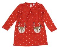 Červené teplákové šaty so sobmi a bodkami Nula Bug