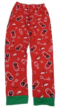 Červeno-zelené tepláky s vánočním motivem 