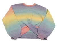 Farebný pruhovaný crop sveter Shein