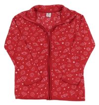 Červená fleecová propínací mikina s vesmírem Kiki&Koko