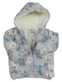 Nové - Světlefialová šusťáková zimní bunda se Stitchem a kapucí George 