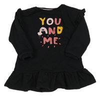 Černá dlouhá mikina s nápisem a volánky F&F