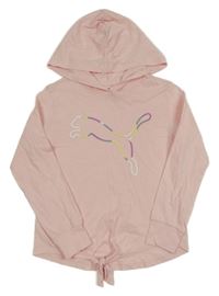 Světlerůžová mikina s logem a kapucí Puma