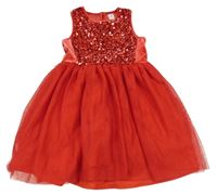 Červené sametovo/tylové šaty s flitry Little kids
