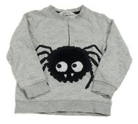 Šedá melírovaná mikina s pavoukem H&M