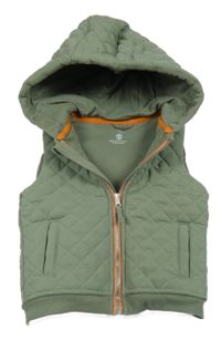 Khaki šusťáková prošívaná zateplená vesta s kapucí F&F