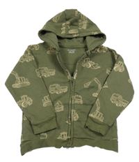 Khaki prepínaci mikina s bagrami a kapucňou Primark