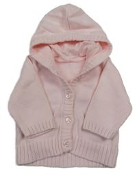 Světlerůžový propínací svetr s kapucí M&S