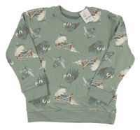 Nové - Světlekhaki mikina so zvieratkami Nutmeg