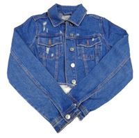 Modrá rifľová crop bunda s vyšúchaním New Look