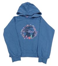 Modrá crop mikina s planetou a kapucňou Pocopiano