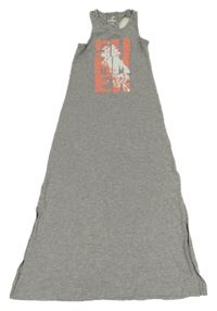 Sivé bavlnené dlhé šaty s nápisom Pepperts