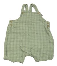 Olivový kockovaný plátenný kraťasový overal Next
